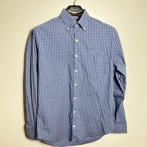 Peter Millar Crown Comfort Blue Gingham Button Down Shirt - Picture 1 of 10